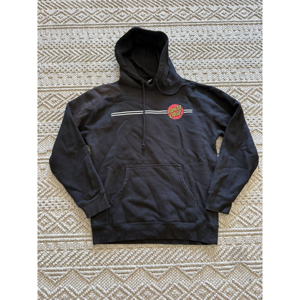 Santa Cruz Hoodie Mens Medium Black Sweatshirt Skater Skateboarding Classic Dot